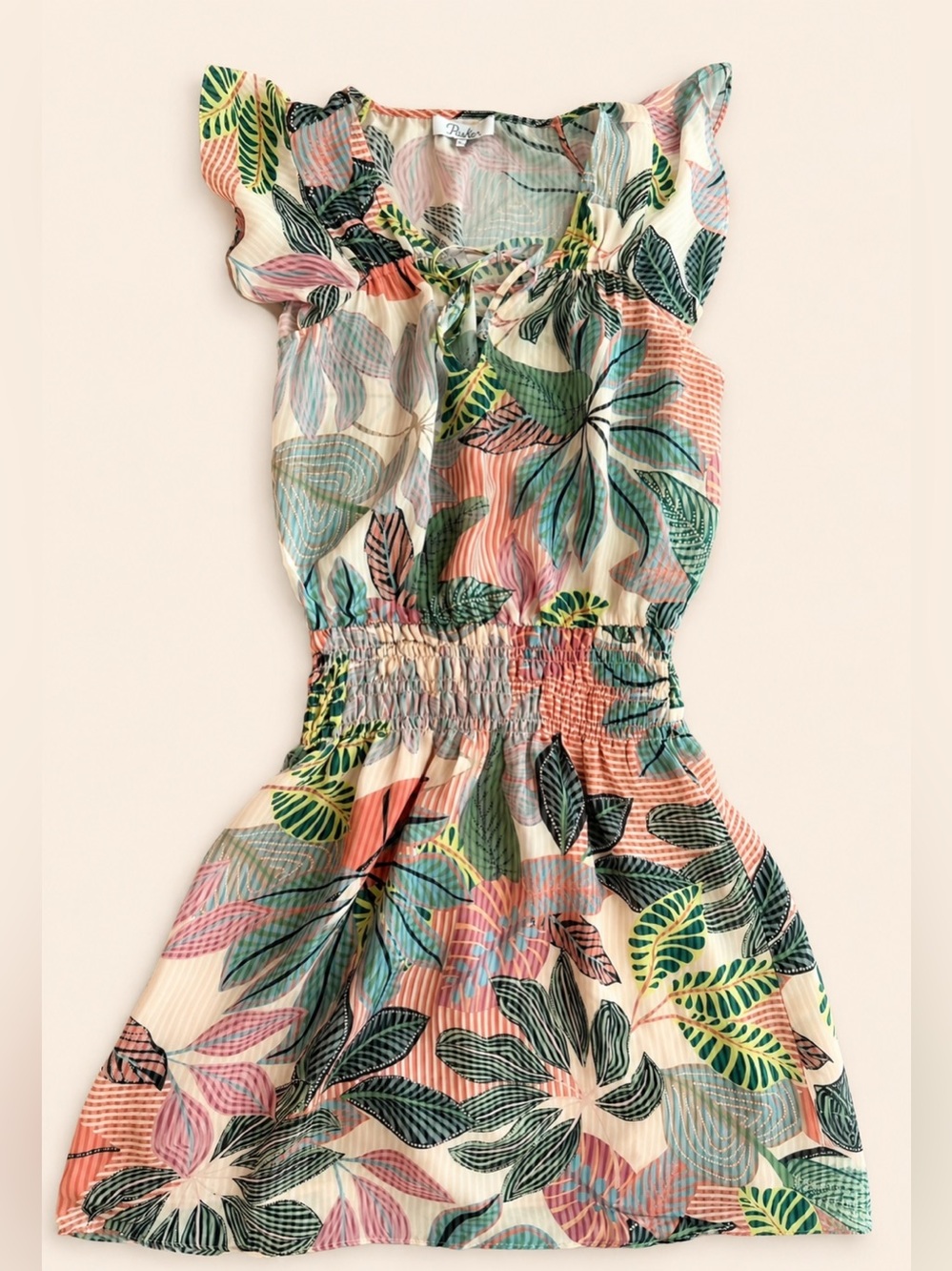 Parker Tropical Print Smocked Mini Dress XS -!Never worn,